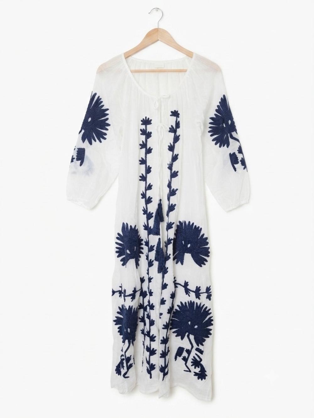 Dolma Embroidered White Cotton Maxi Dress Size O/S